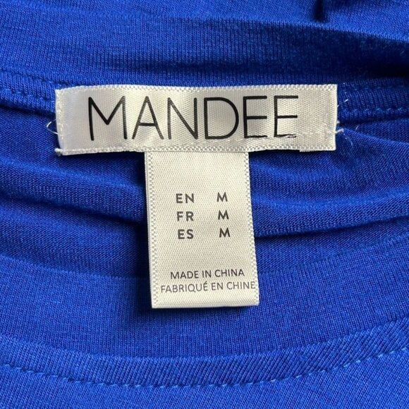 Mandee Women's Short Sleeve Elastic Waist Cropped Top in Blue - Size M - Picture 3 of 5
